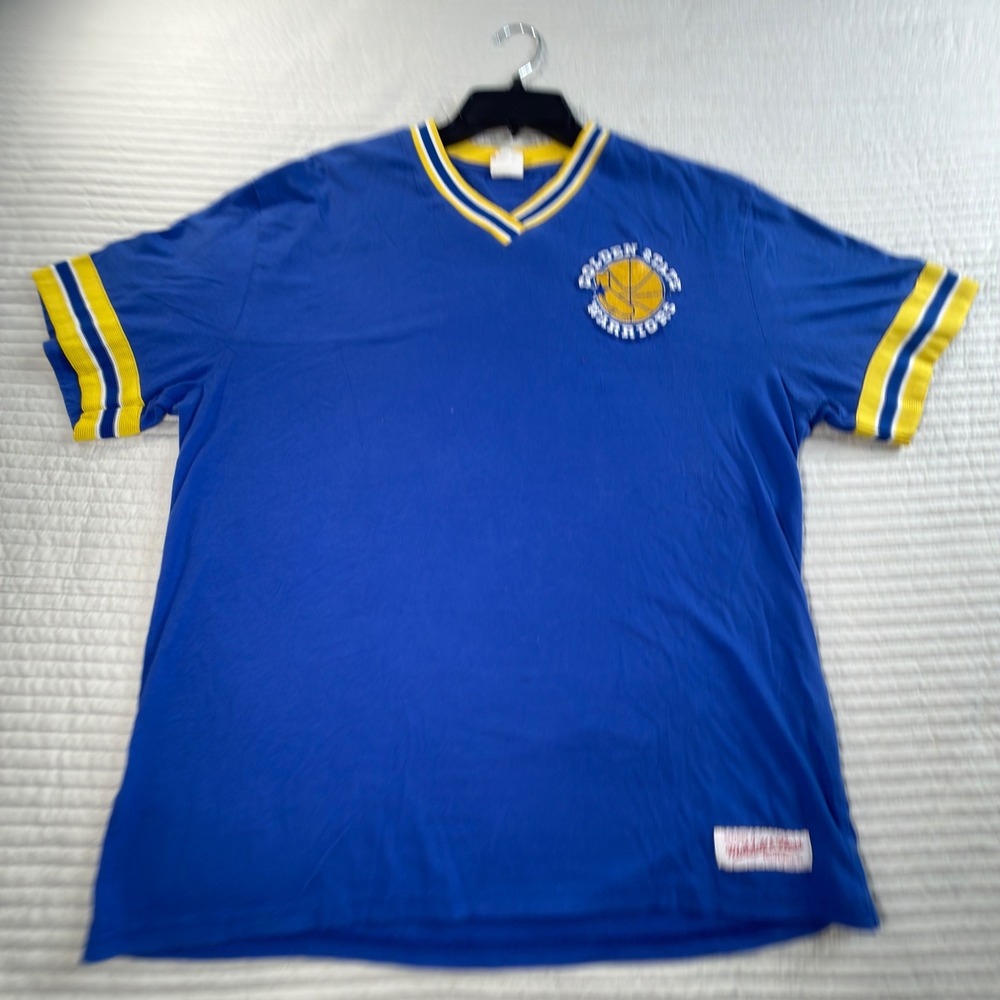 Mitchell & Ness T-Shirt Mens Large Blue Excellent Warriors Hardwood Classics